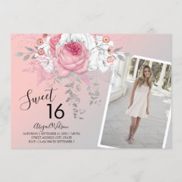 Moderne bloemetjeszestienjarige verjaardag kaart