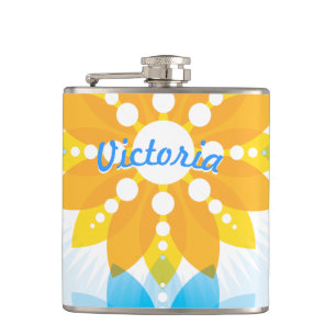 Moderne bloemfles vintage retro typografie citaat heupfles