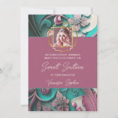 Moderne Bloemfoto Sweet Sixteen Uitnodiging (Voorkant)