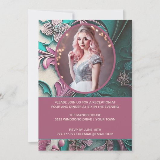 Moderne Bloemfoto Sweet Sixteen Uitnodiging (Achterkant)