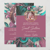 Moderne Bloemfoto Sweet Sixteen Uitnodiging (Voorkant / Achterkant)