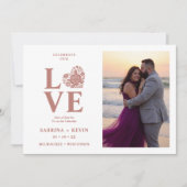 Moderne Bloemhart Foto Huwelijk Script TLW26 Save The Date (Voorkant)