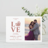 Moderne Bloemhart Foto Huwelijk Script TLW26 Save The Date (Staand voorkant)