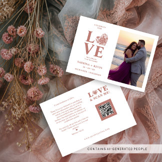 Moderne Bloemhart Foto Huwelijk Script TLW26 Save The Date