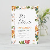 Moderne bloemige 50ste huwelijksverjaardag feest kaart (Staand voorkant)