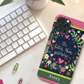 Moderne bloemige aangepaste naam leuke quote Case-Mate iPhone case
