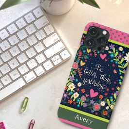 Moderne bloemige aangepaste naam leuke quote Case-Mate iPhone case