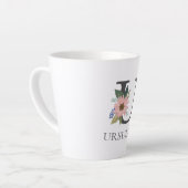 Moderne bloemige aanpasbare monogramletter U Latte Mok (Linkerhoek)