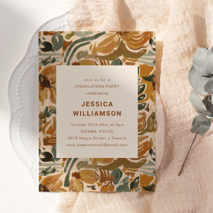 Moderne bloemige aardetonen afstudeerfeest 2026 kaart