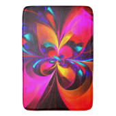 Moderne bloemige Abstracte kunst rood blauw patroo Badmat (Voorkant Verticaal)