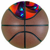Moderne bloemige Abstracte kunst rood blauw patroo Basketbal (Rechts)