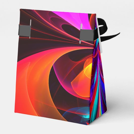 Moderne bloemige Abstracte kunst rood blauw patroo Bedankdoosjes (Achterkant)