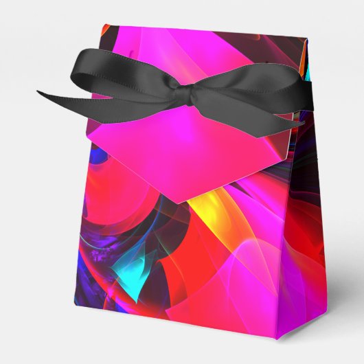 Moderne bloemige Abstracte kunst rood blauw patroo Bedankdoosjes (Voorkant Zijde)