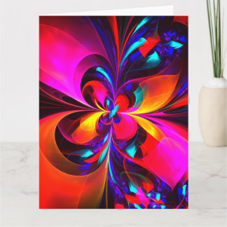 Moderne bloemige Abstracte kunst rood blauw patroo Bedankkaart