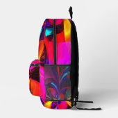 Moderne bloemige Abstracte kunst rood blauw patroo Bedrukte Rugzak (Rechts)