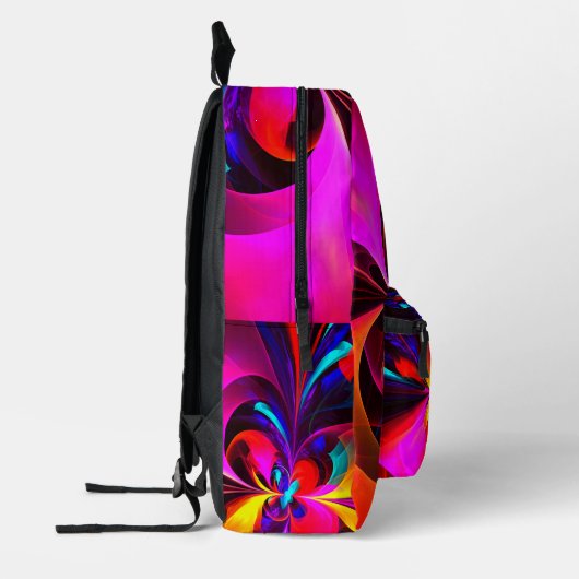 Moderne bloemige Abstracte kunst rood blauw patroo Bedrukte Rugzak (Links)