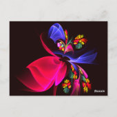 Moderne bloemige Abstracte kunst rood blauw patroo Briefkaart (Achterkant)