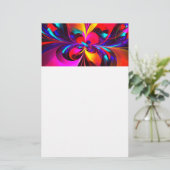 Moderne bloemige Abstracte kunst rood blauw patroo Briefpapier (Staand voorkant)