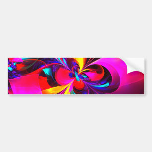 Moderne bloemige Abstracte kunst rood blauw patroo Bumpersticker