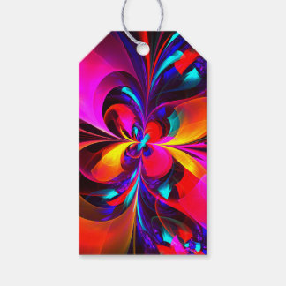 Moderne bloemige Abstracte kunst rood blauw patroo Cadeaulabel