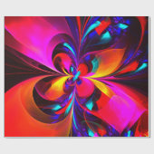 Moderne bloemige Abstracte kunst rood blauw patroo Cadeaupapier (Vlak)