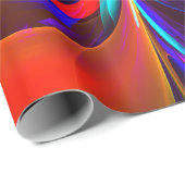 Moderne bloemige Abstracte kunst rood blauw patroo Cadeaupapier (Rol Hoek)