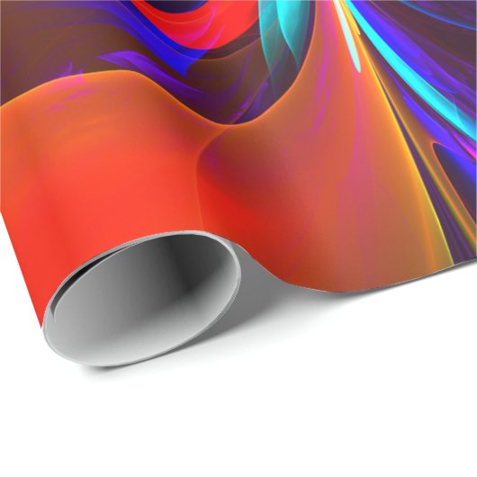 Moderne bloemige Abstracte kunst rood blauw patroo Cadeaupapier (Rol Hoek)