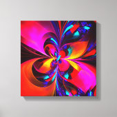 Moderne bloemige Abstracte kunst rood blauw patroo Canvas Afdruk (Voorkant)