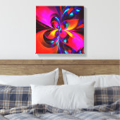 Moderne bloemige Abstracte kunst rood blauw patroo Canvas Afdruk (Insitu (Slaapkamer))