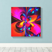 Moderne bloemige Abstracte kunst rood blauw patroo Canvas Afdruk (Insitu (Houten vloer))