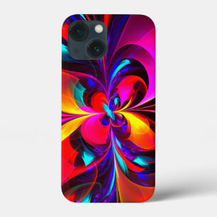 Moderne bloemige Abstracte kunst rood blauw patroo Case-Mate iPhone Case