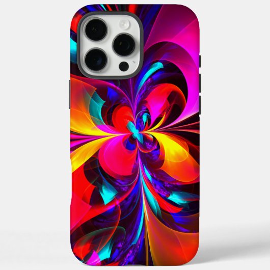 Moderne bloemige Abstracte kunst rood blauw patroo Case-Mate iPhone Case (Achterkant)