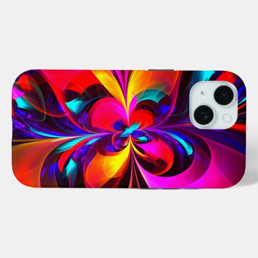 Moderne bloemige Abstracte kunst rood blauw patroo Case-Mate iPhone Case (Achterkant (horizontaal))