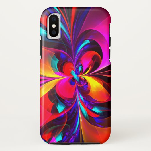 Moderne bloemige Abstracte kunst rood blauw patroo Case-Mate iPhone Case (Achterkant)