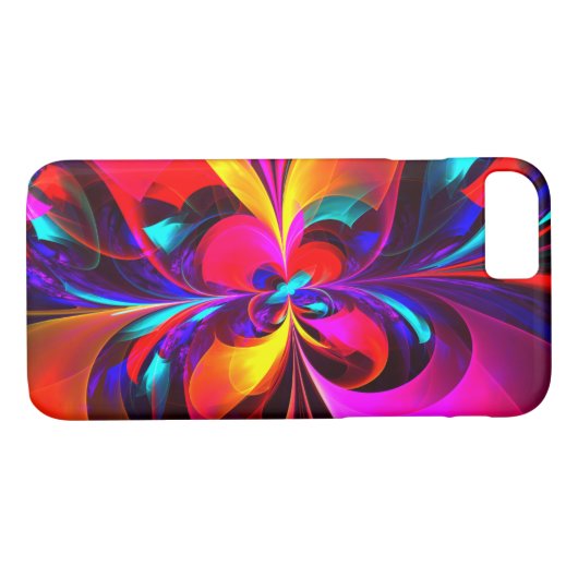 Moderne bloemige Abstracte kunst rood blauw patroo Case-Mate iPhone Case (Achterkant (Horizontaal))