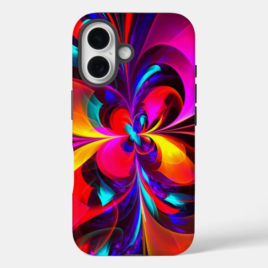 Moderne bloemige Abstracte kunst rood blauw patroo Case-Mate iPhone Case (Achterkant)