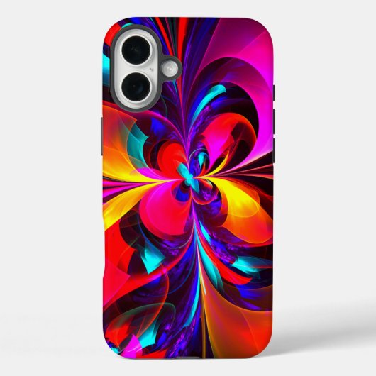 Moderne bloemige Abstracte kunst rood blauw patroo Case-Mate iPhone Case (Achterkant)