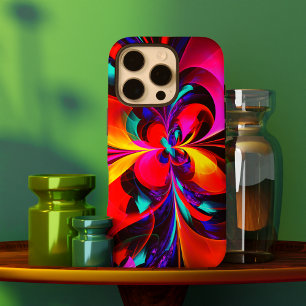 Moderne bloemige Abstracte kunst rood blauw patroo iPhone 16 Pro Hoesje