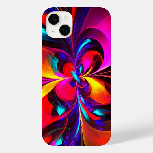 Moderne bloemige Abstracte kunst rood blauw patroo Case-Mate iPhone Case (Achterkant)
