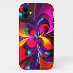 Moderne bloemige Abstracte kunst rood blauw patroo Case-Mate iPhone Case