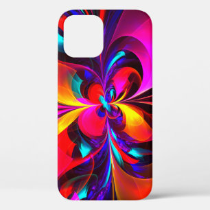 Moderne bloemige Abstracte kunst rood blauw patroo Case-Mate iPhone Case