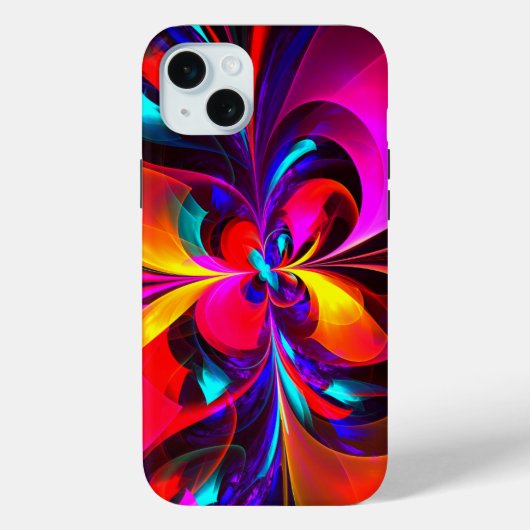 Moderne bloemige Abstracte kunst rood blauw patroo Case-Mate iPhone Case (Achterkant)