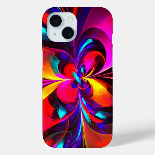 Moderne bloemige Abstracte kunst rood blauw patroo Case-Mate iPhone Case (Achterkant)