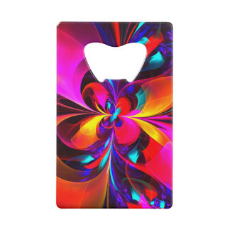 Moderne bloemige Abstracte kunst rood blauw patroo Creditkaart Flessenopener
