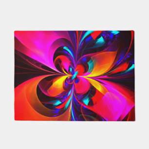 Moderne bloemige Abstracte kunst rood blauw patroo Deurmat