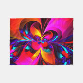 Moderne bloemige Abstracte kunst rood blauw patroo Fleece Deken (Voorkant (Horizontaal))