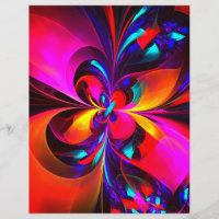Moderne bloemige Abstracte kunst rood blauw patroo