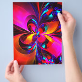 Moderne bloemige Abstracte kunst rood blauw patroo Flyer (Hand)