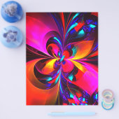 Moderne bloemige Abstracte kunst rood blauw patroo Flyer (Enkel)