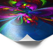 Moderne Bloemige Abstracte Kunst Rood Blauw Patroo Foto Afdruk (Hoek)